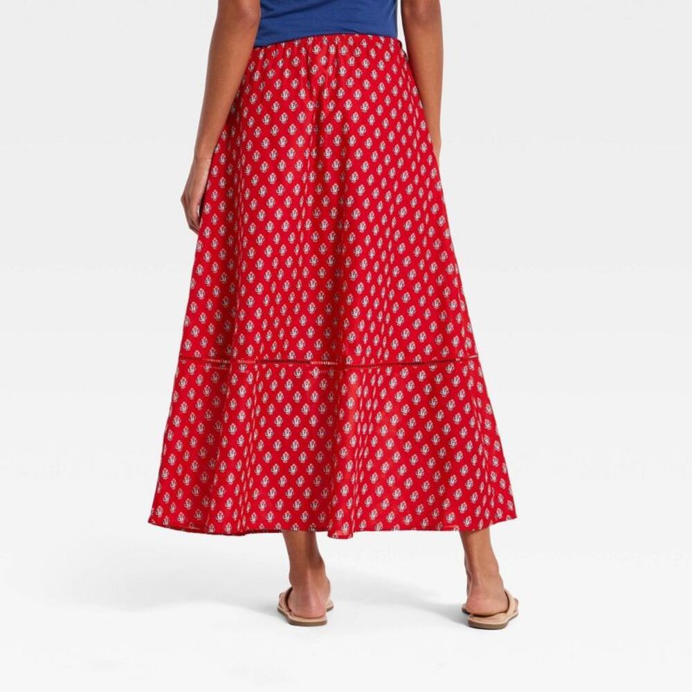 Women's Maxi Full Skirt - Universal Thread Red Floral XL - Picture 2 of 4